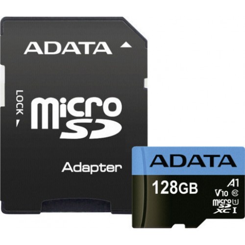 Adata 128GB MicroSDXC Card - Class 10 UHS-I with Adapter  (AUSDX128GUICL10A1-RA1)