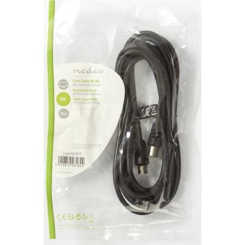 Nedis CSGP40000BK30 Καλώδιο κεραίας RF αρσ. - RF θηλ. 90dB, 3m σε μαύρο χρώμα  (233-0646)