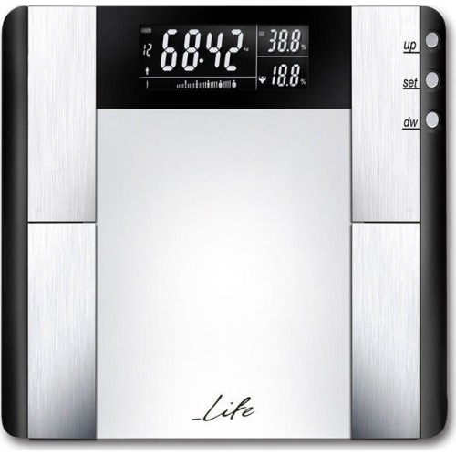 LIFE Silhouette Body fat scale BSC-101 glass & inox surface Ζυγαριά Μπάνιου με λιπομέτρηση 7 σε 1 (221-0077)
