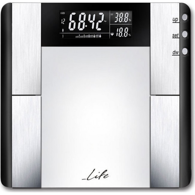 LIFE Silhouette Body fat scale BSC-101 glass & inox surface Ζυγαριά Μπάνιου με λιπομέτρηση 7 σε 1 (221-0077)