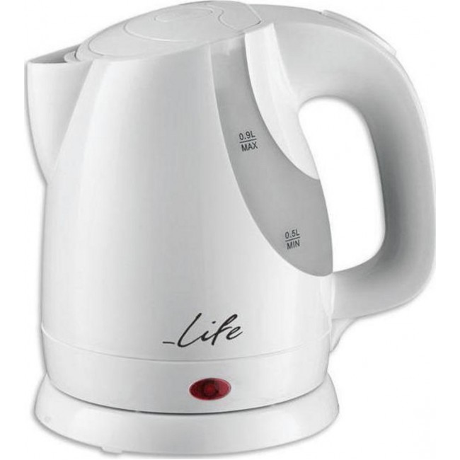 Life WK-004 Plastic Electric Kettle 0.9L 1100-1300W  white Ηλεκτρικός Βραστήρας  Μ.180 Π.150 Ύ.170 (221-0106)