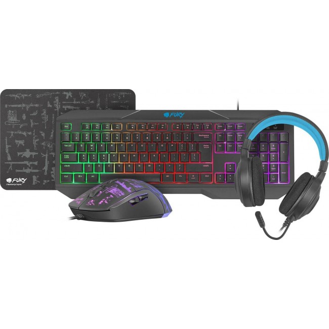 Fury Thunderstreak 3.0 Player Kit 4in1 Keyboard-Mouse -Mousepad-Headset  (NFU-1674)