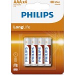 PHILIPS LongLife Zinq chloride μπαταρίες R03L4B/10 AAA R03 Micro, 4τμχ | R03L4B-10