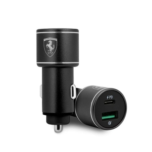 Ferrari Φορτιστής Αυτοκινήτου Δύο Υποδοχών 36W USB/USB-C (FEOCCALBK)