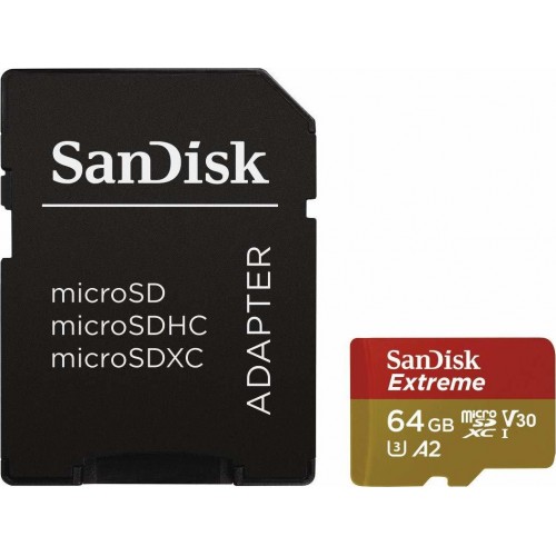 SanDisk Extreme microSDXC 64GB U3 V30 A2 With Adapter Drone (SDSQXA2-064G-GN6AA)
