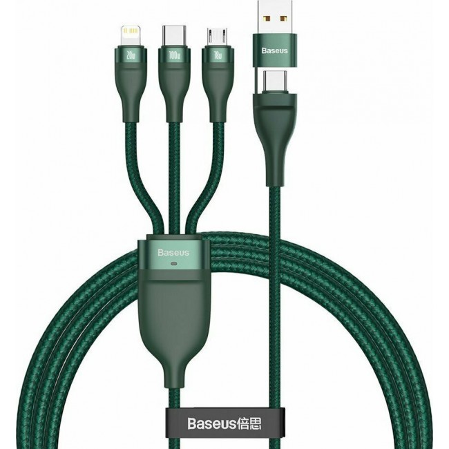 Baseus CA2T3-06 Πράσινο Καλώδιο USB Για Φόρτιση Και Μεταφορά Δεδομένων Type-C / microUSB 1,2m 5Α