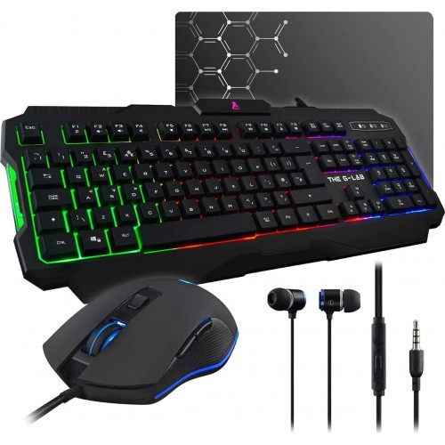The G-Lab Combo Helium Gaming Set - Keyboard, Mouse, Mouse Pad, Headset - US Layout