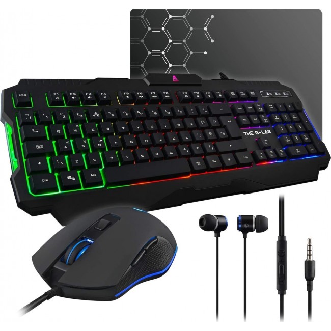 The G-Lab Combo Helium Gaming Set - Keyboard, Mouse, Mouse Pad, Headset - US Layout