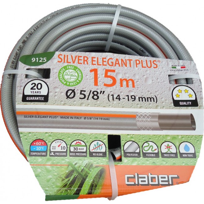 Claber Λάστιχο Ποτίσματος Silver Elegant 5/8" 15m 9125