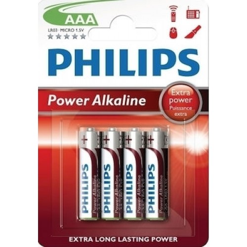 Philips LR03P4B/10 Power Alkaline Αλκαλικές μπαταρίες υψηλής απόδοσης 4 τμχ AAA