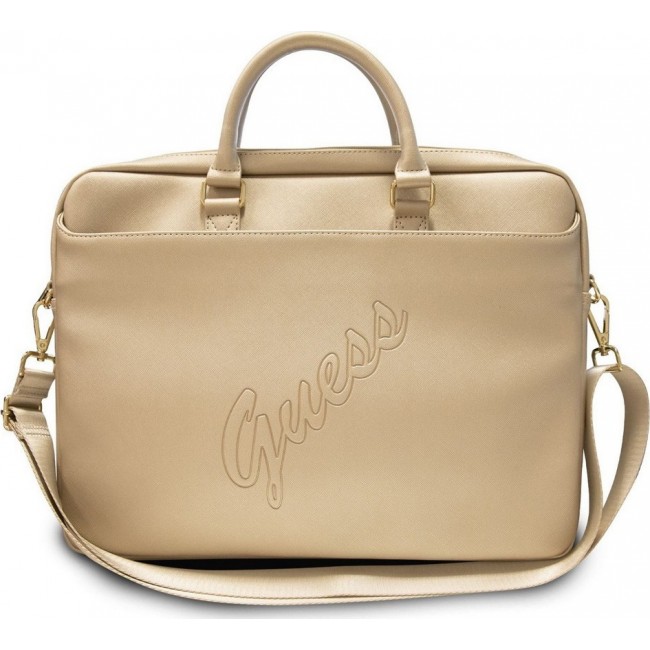 Guess Vintage Script Χρυσή Τσάντα Μεταφοράς Laptop Έως 15,6"  (GUCB15PUSASLG)