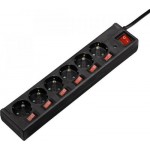 Hama Socket Line Περιστρεφόμενο, 6 Θέσεων Πολύπριζο με 7 Διακόπτες μαύρο (121946)
