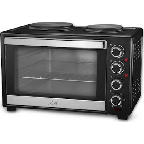 Life Kouzinaki 302 , 30L , με κυκλοφορία θερμού αέρα και 2 εστίες ( 15,4cm και 18,7cm), 1600W  (221-0153)