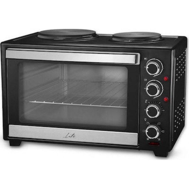 Life Kouzinaki 302 , 30L , με κυκλοφορία θερμού αέρα και 2 εστίες ( 15,4cm και 18,7cm), 1600W  (221-0153)